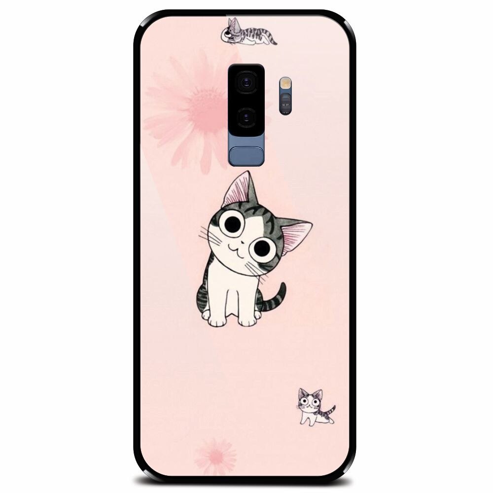 Husa din sticla securizata pentru Samsung Galaxy S9 Plus, Cute Cat 101