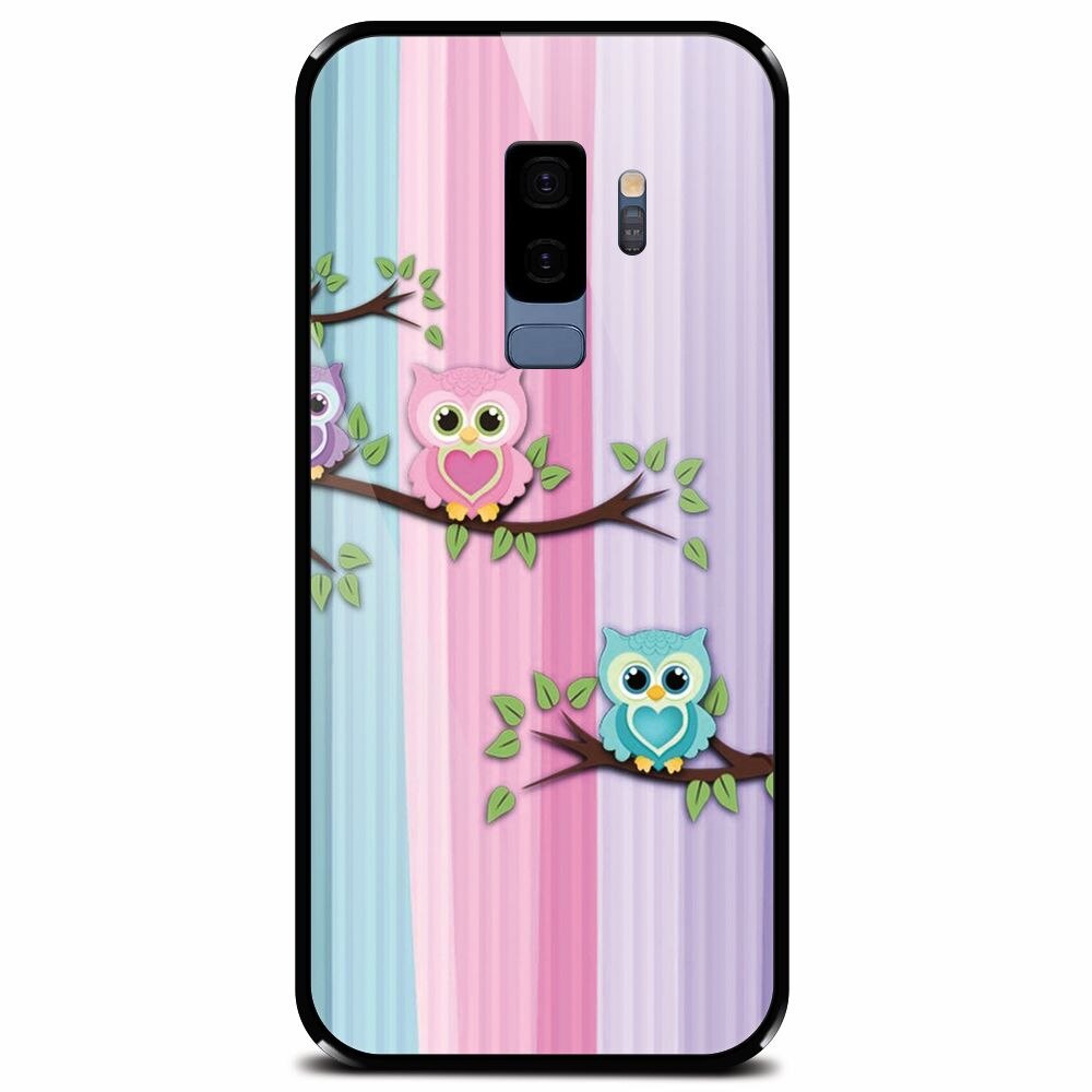 Husa din sticla securizata pentru Samsung Galaxy S9 Plus, Cute Owl