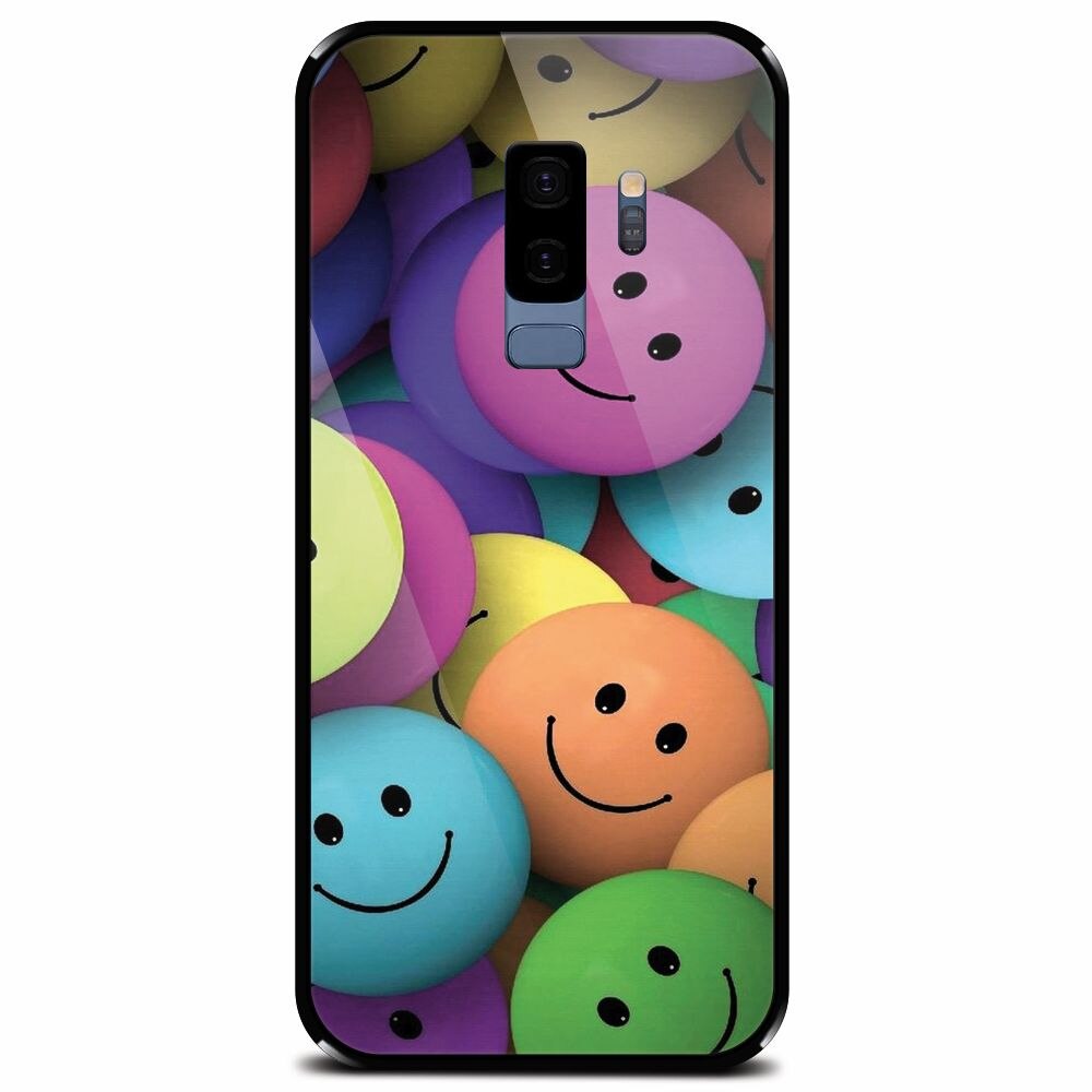Husa din sticla securizata pentru Samsung Galaxy S9 Plus, Smiles