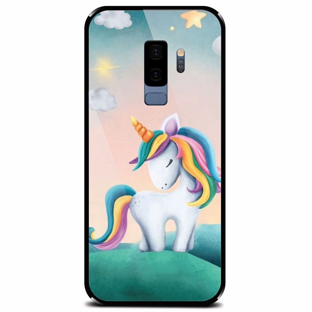 Husa din sticla securizata pentru Samsung Galaxy S9 Plus, Magic Unicorn