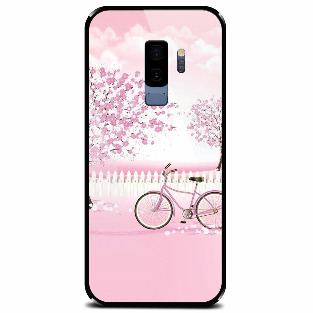 Husa din sticla securizata pentru Samsung Galaxy S9 Plus, Pink Spring