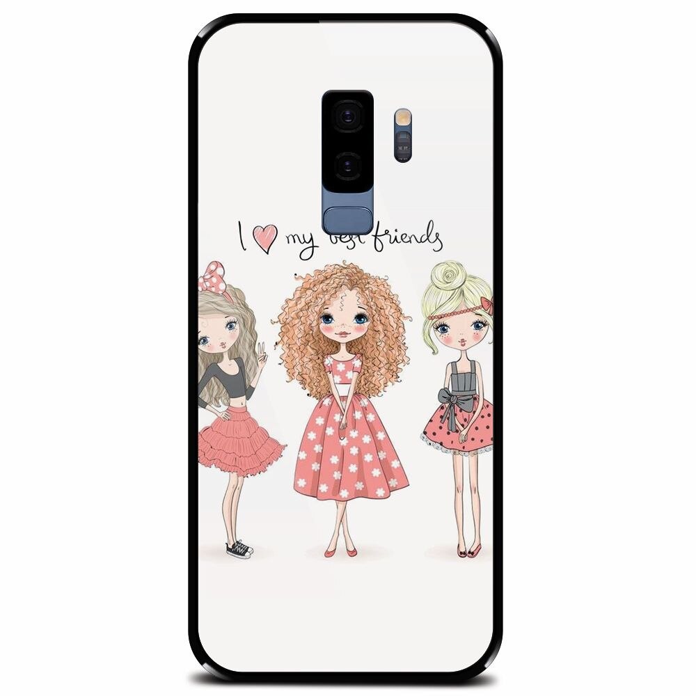 Husa din sticla securizata pentru Samsung Galaxy S9 Plus, I Love My Best Friends