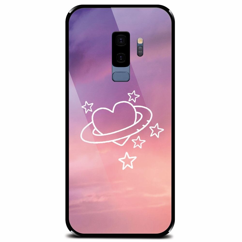 Husa din sticla securizata pentru Samsung Galaxy S9 Plus, Galaxy Heart