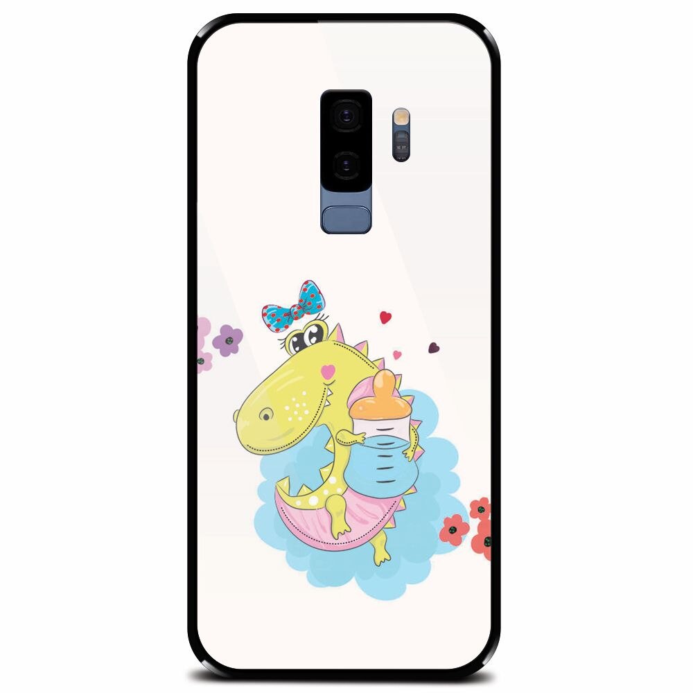 Husa din sticla securizata pentru Samsung Galaxy S9 Plus, Bebe Crocodil