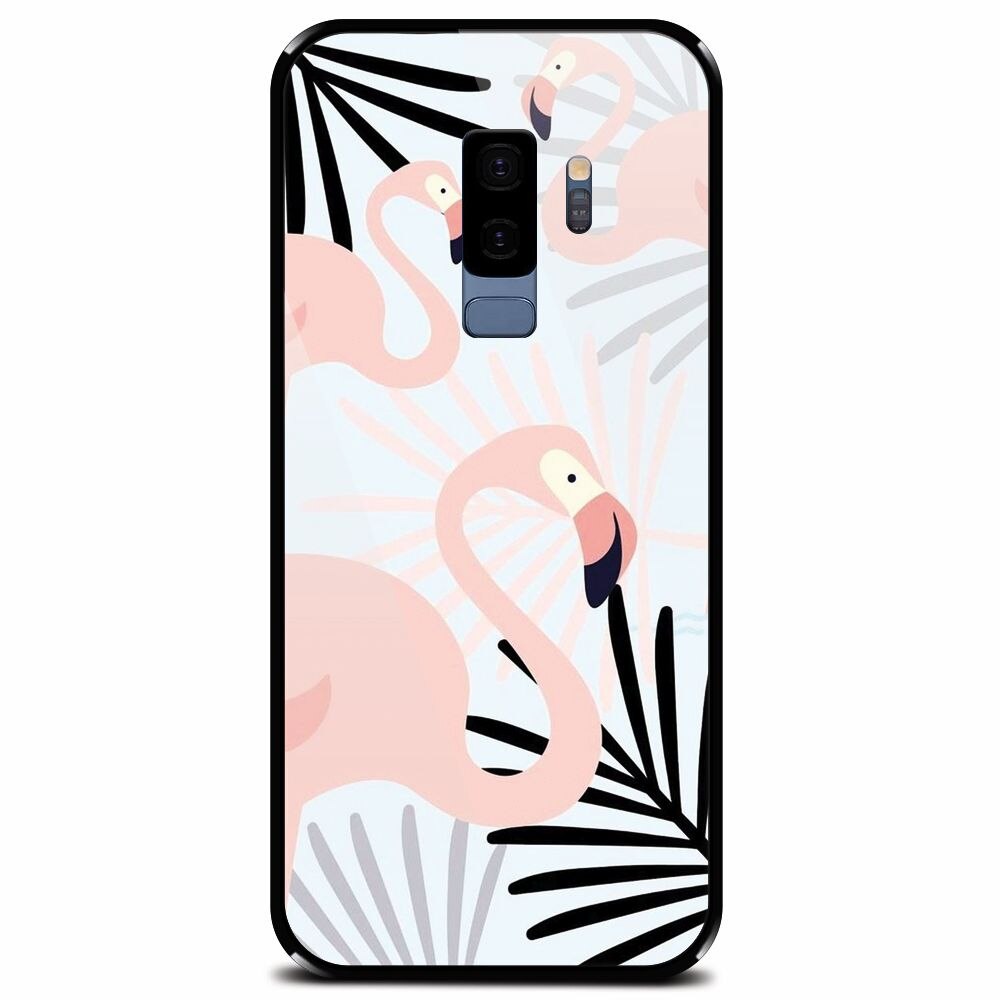 Husa din sticla securizata pentru Samsung Galaxy S9 Plus, Flamingo