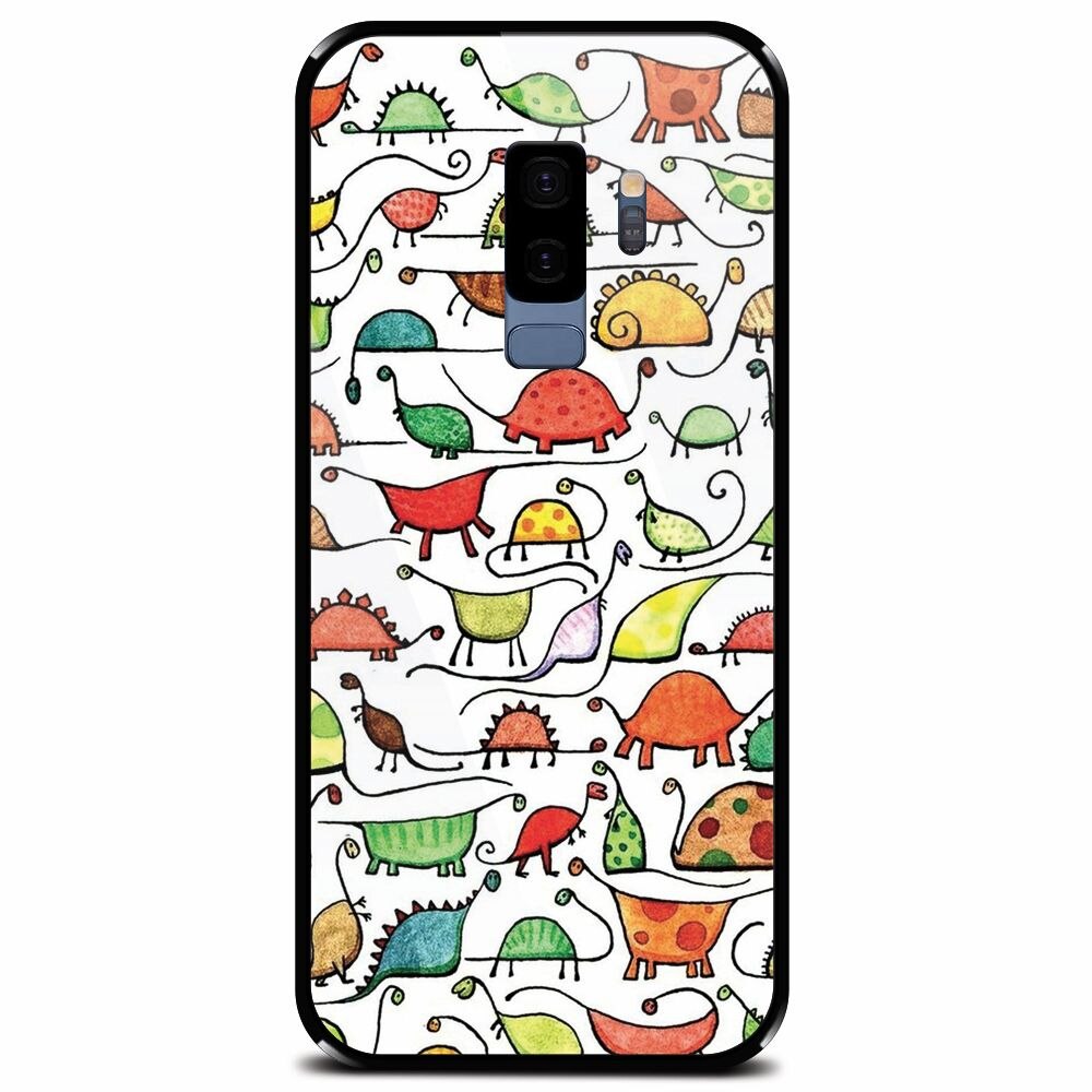 Husa din sticla securizata pentru Samsung Galaxy S9 Plus, Dino