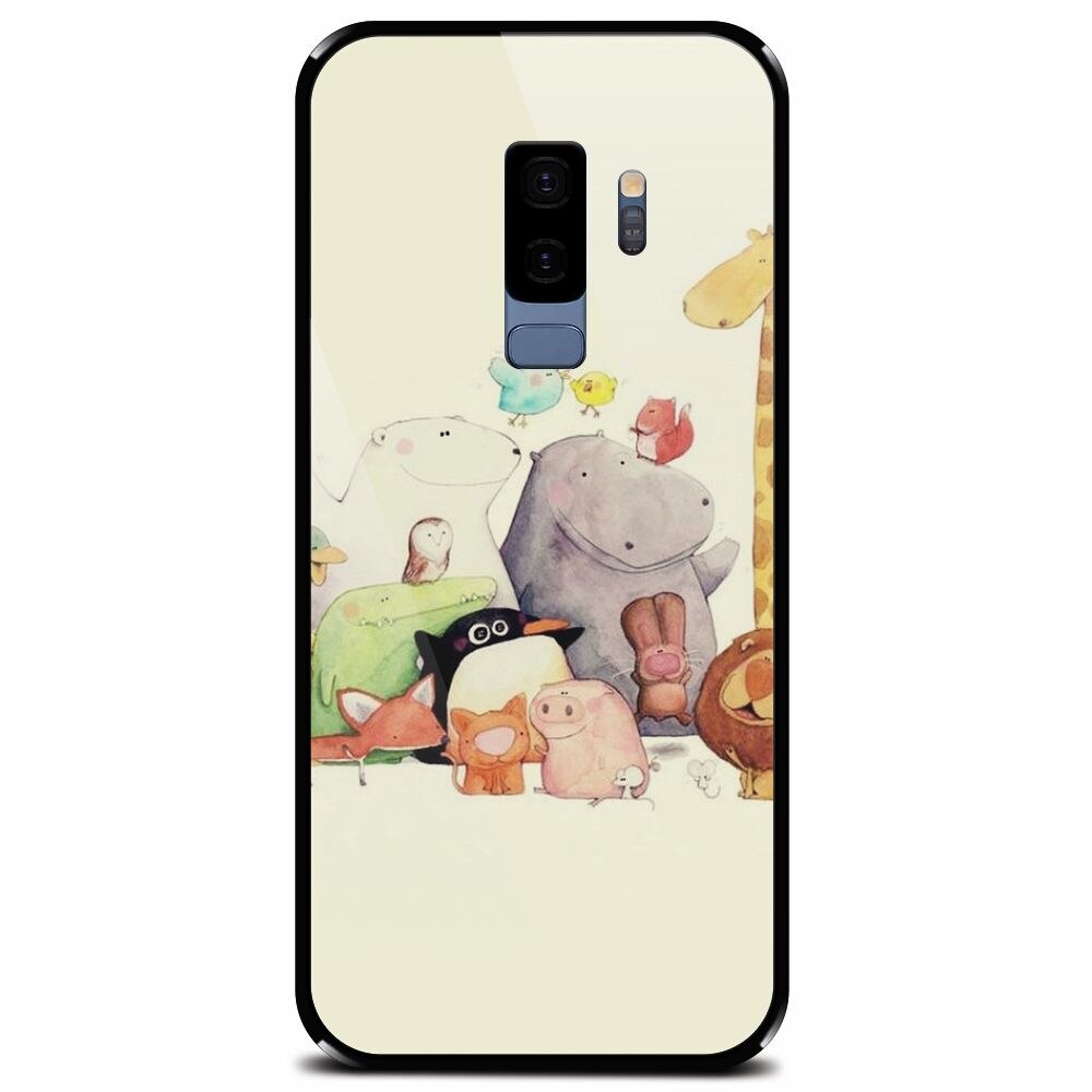 Husa din sticla securizata pentru Samsung Galaxy S9 Plus, Cute Cartoon Animals