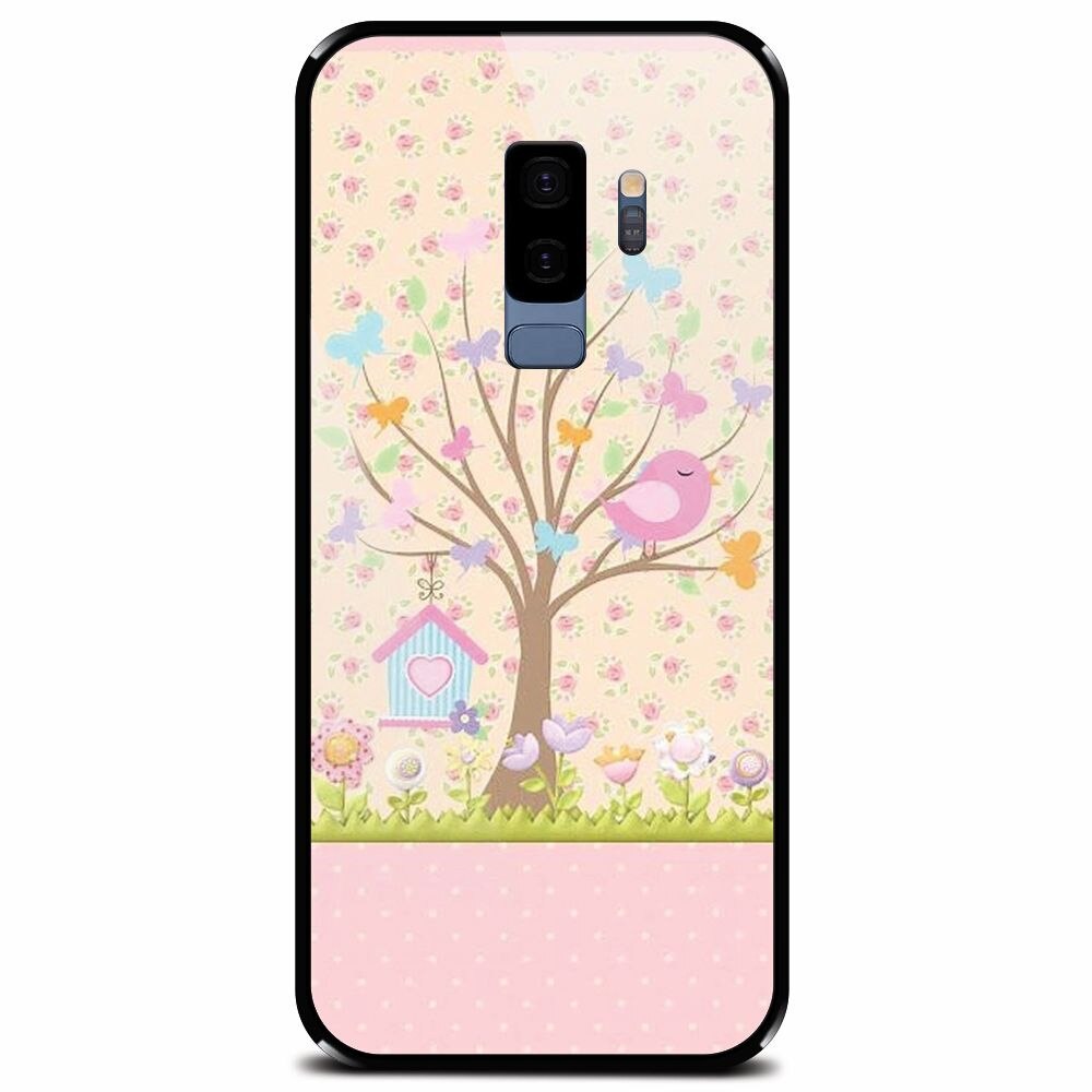 Husa din sticla securizata pentru Samsung Galaxy S9 Plus, Cute Birdhouse