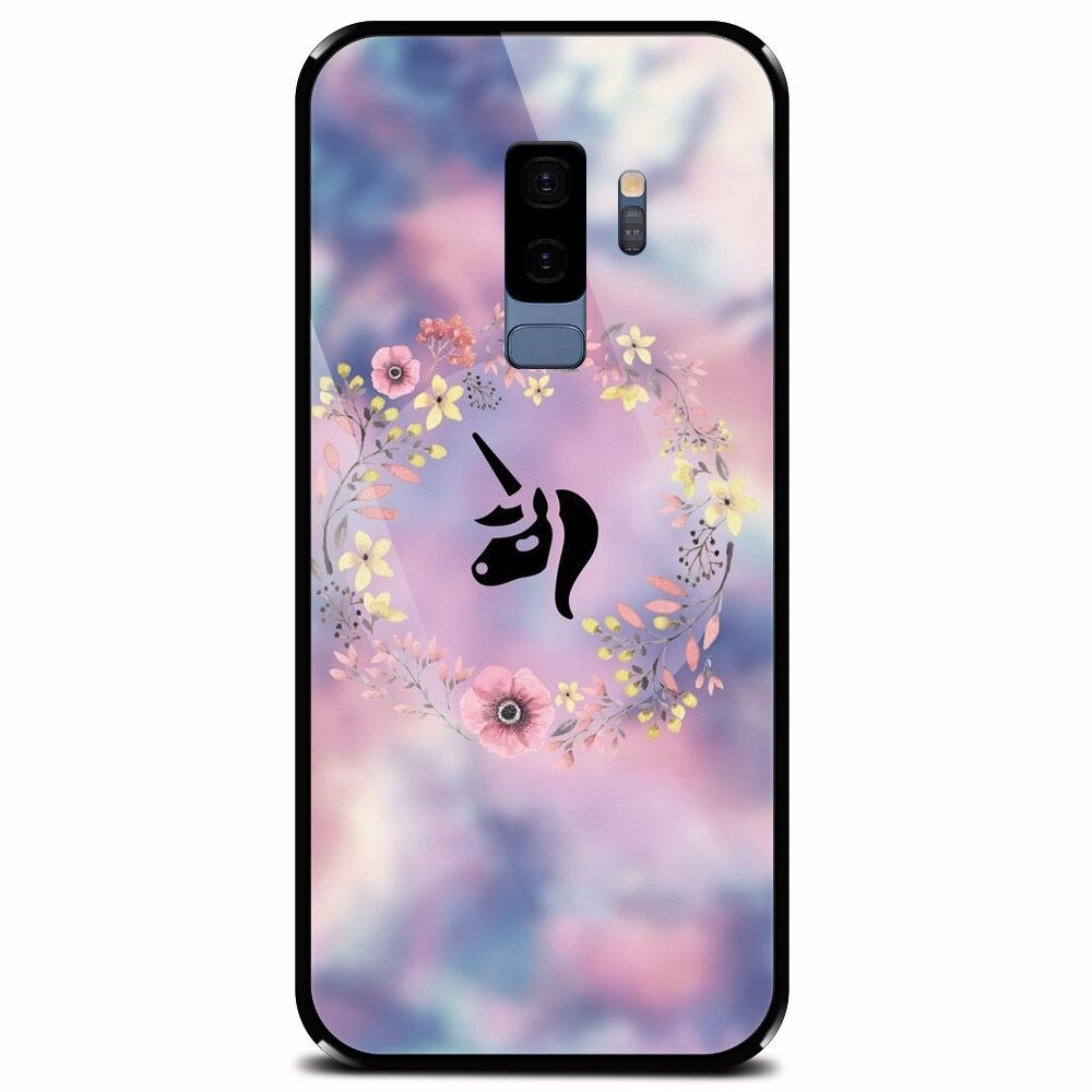 Husa din sticla securizata pentru Samsung Galaxy S9 Plus, Unicorn Icon
