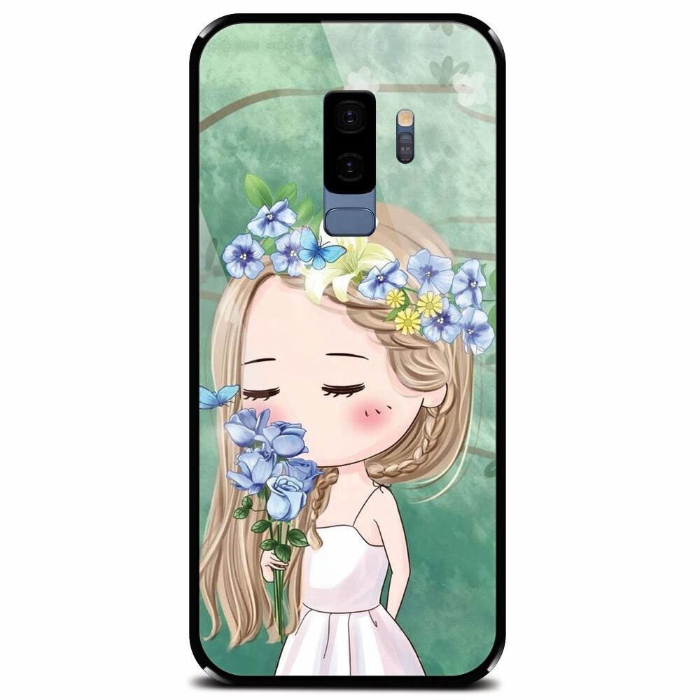Husa din sticla securizata pentru Samsung Galaxy S9 Plus, Girl