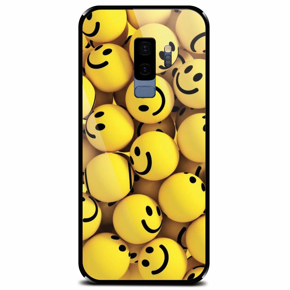 Husa din sticla securizata pentru Samsung Galaxy S9 Plus, Smiles 002