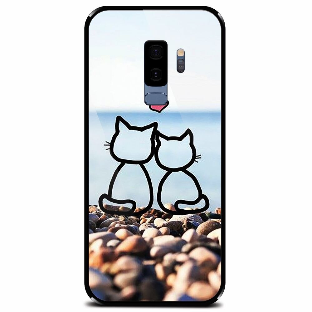 Husa din sticla securizata pentru Samsung Galaxy S9 Plus, In Love Cats