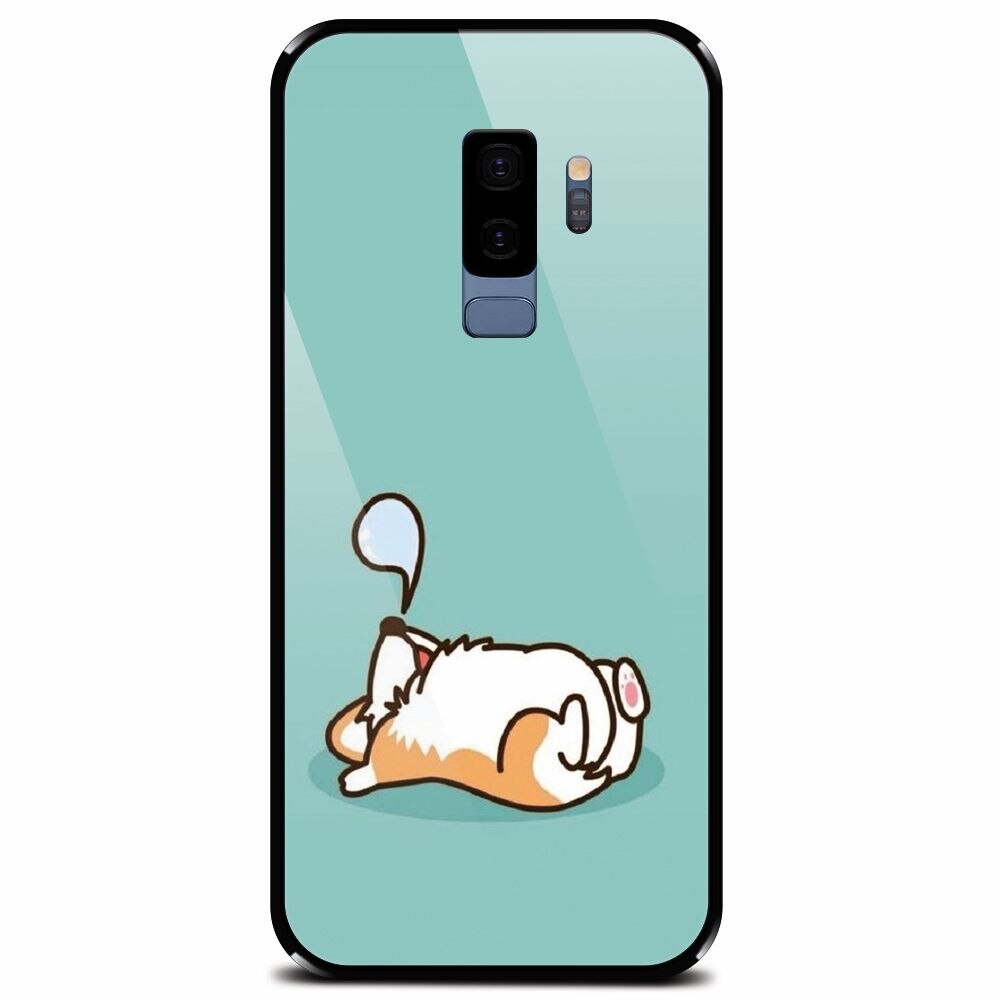 Husa din sticla securizata pentru Samsung Galaxy S9 Plus, Cute Corgi