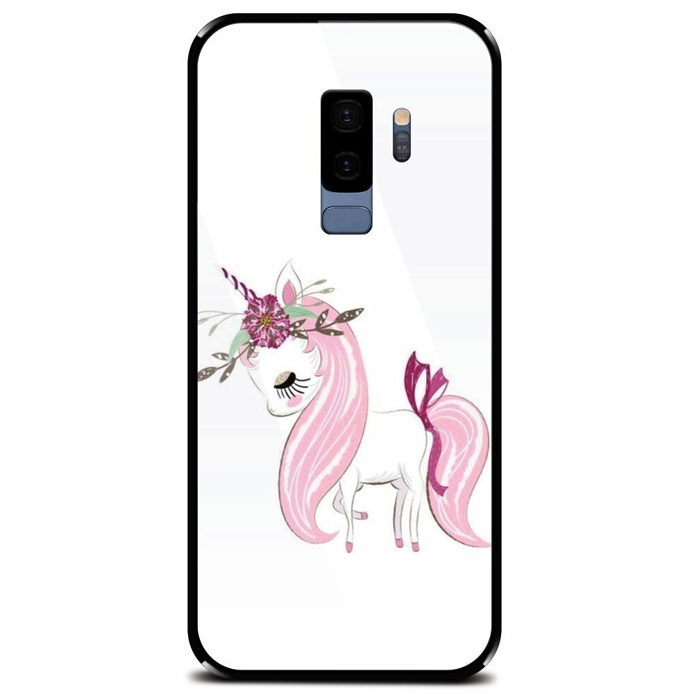 Husa din sticla securizata pentru Samsung Galaxy S9 Plus, Unicorn