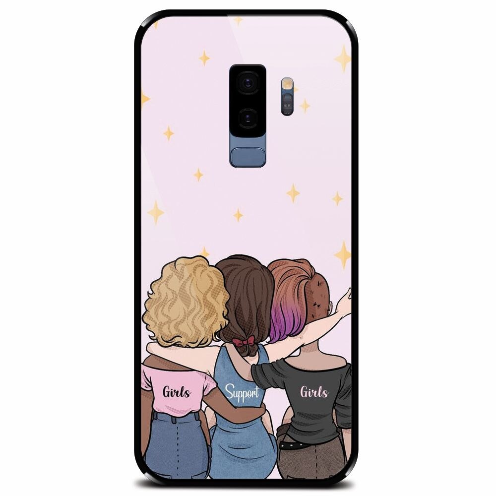 Husa din sticla securizata pentru Samsung Galaxy S9 Plus, Girls Support Girls