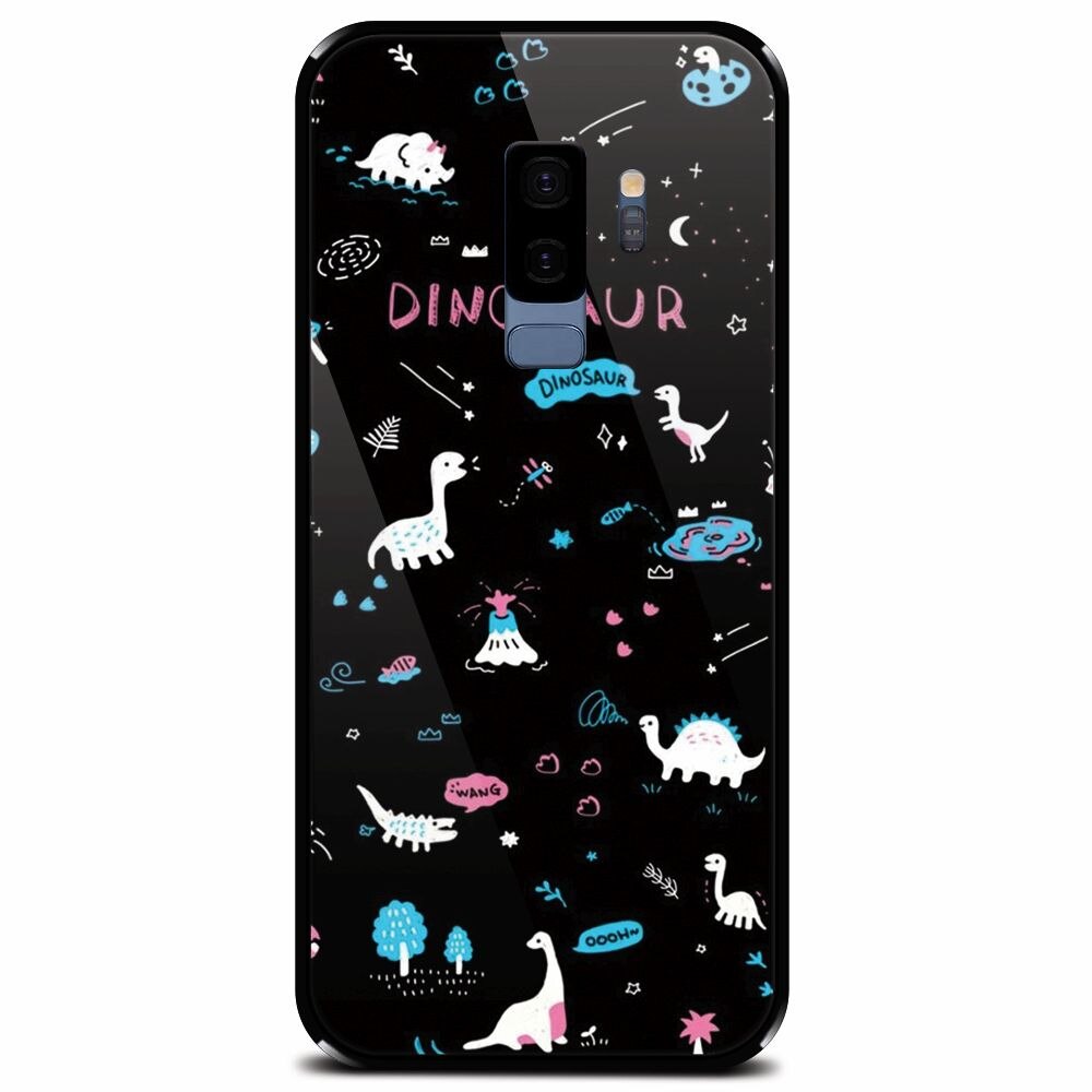 Husa din sticla securizata pentru Samsung Galaxy S9 Plus, Dinosaur