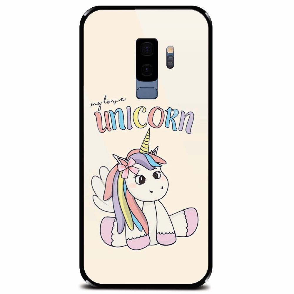 Husa din sticla securizata pentru Samsung Galaxy S9 Plus, My Love Unicorn