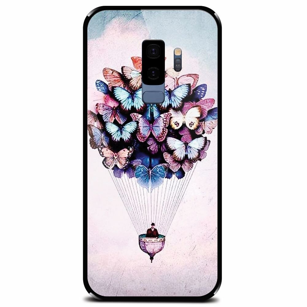 Husa din sticla securizata pentru Samsung Galaxy S9 Plus, Butterfly Baloon
