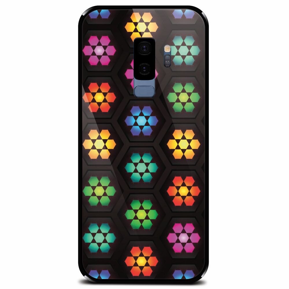 Husa din sticla securizata pentru Samsung Galaxy S9 Plus, Kaleidoscope Mosaic Patterns