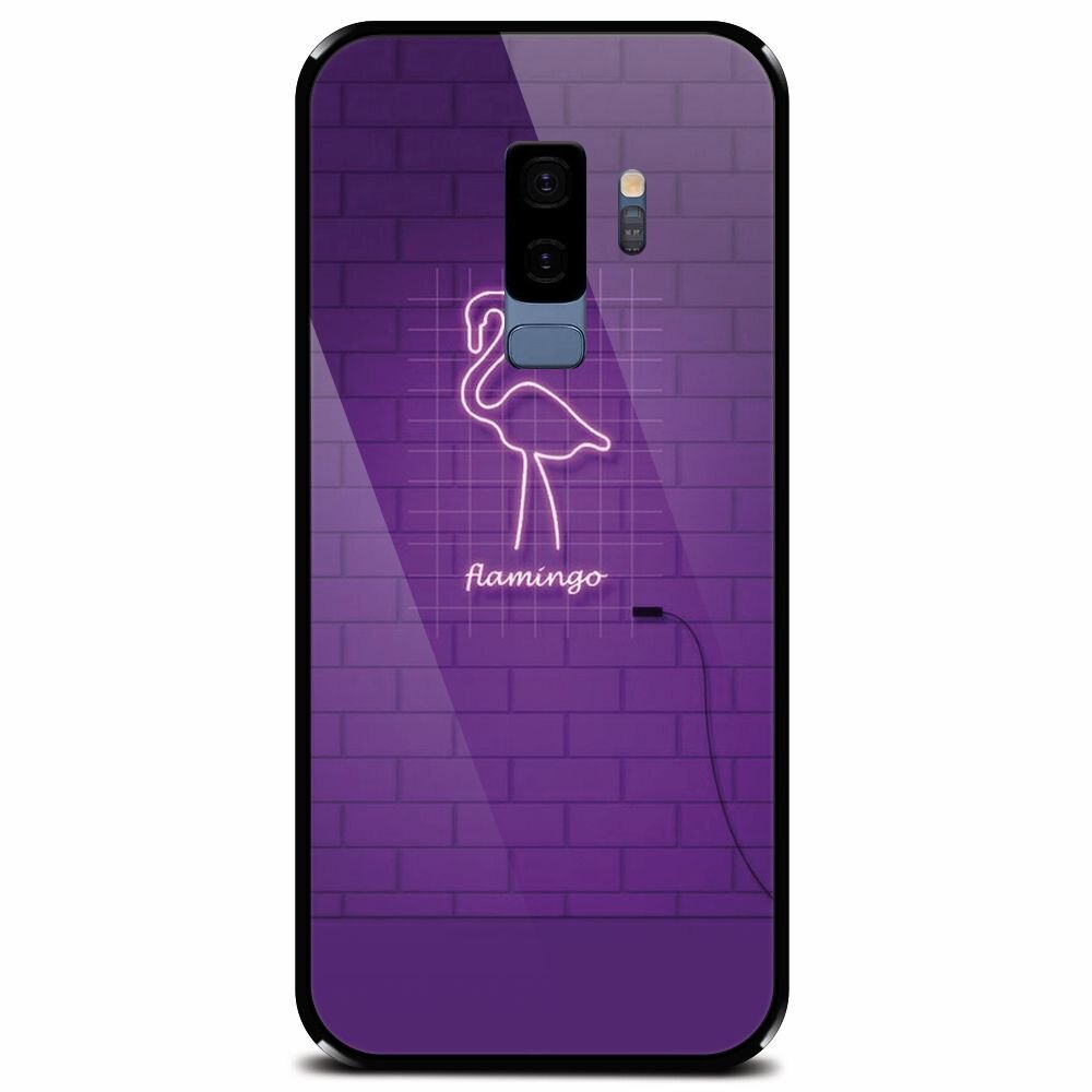 Husa din sticla securizata pentru Samsung Galaxy S9 Plus, Light Flamingo