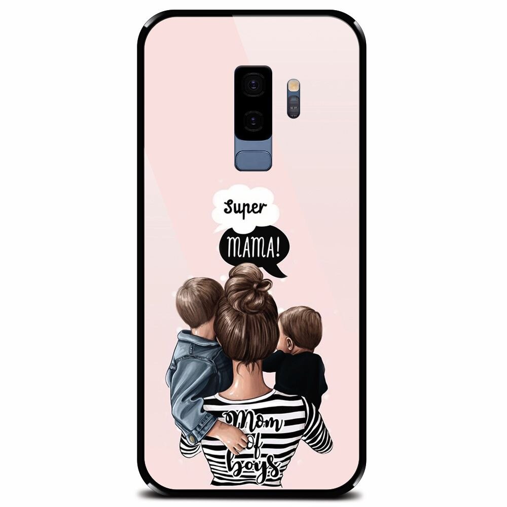 Husa din sticla securizata pentru Samsung Galaxy S9 Plus, Mom Of Boys