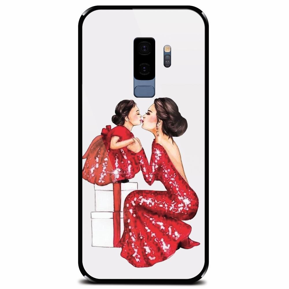 Husa din sticla securizata pentru Samsung Galaxy S9 Plus, Double Red Dress