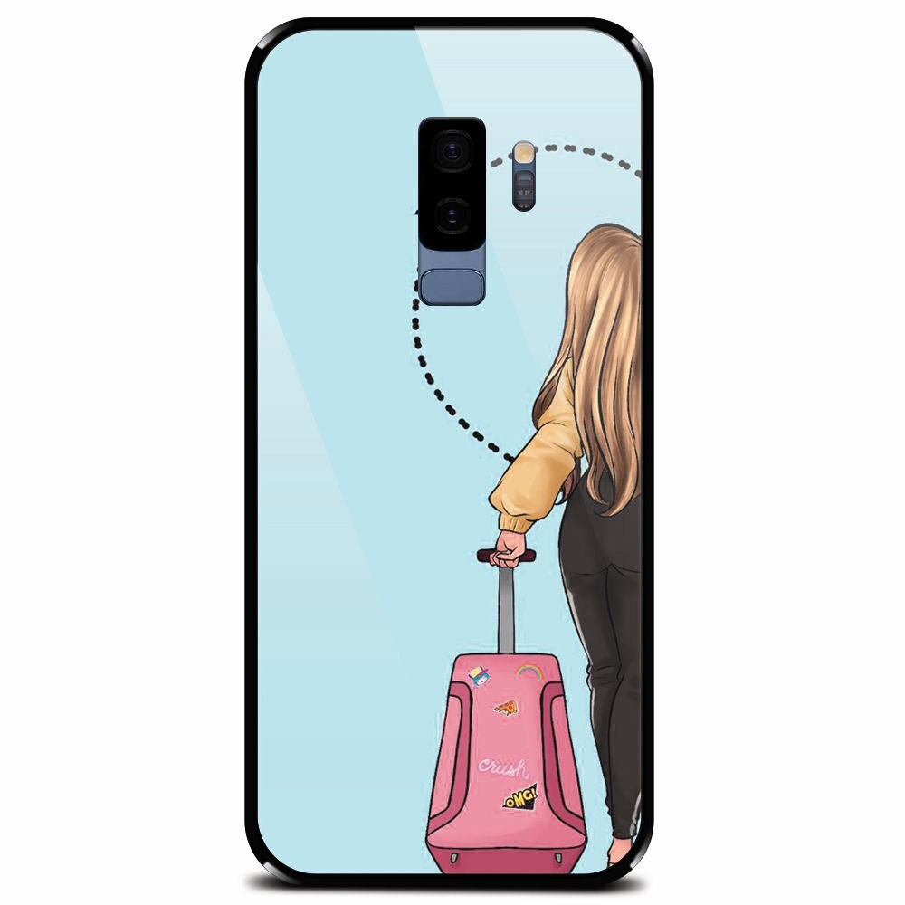 Husa din sticla securizata pentru Samsung Galaxy S9 Plus, Travel Girl