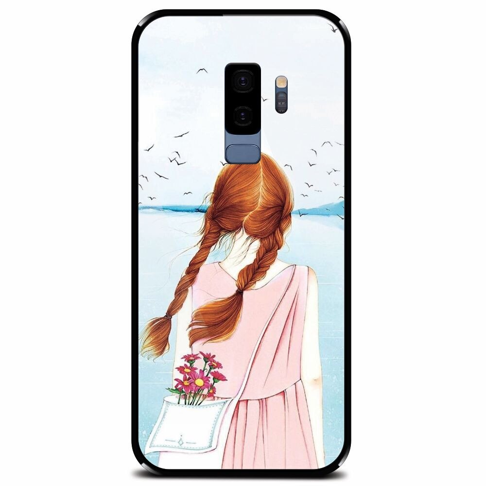 Husa din sticla securizata pentru Samsung Galaxy S9 Plus, Girl And Birds