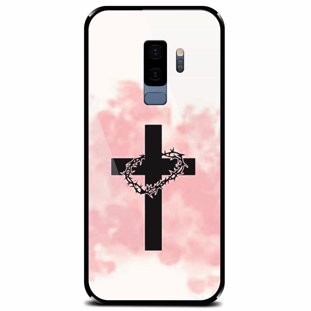 Husa din sticla securizata pentru Samsung Galaxy S9 Plus, Cross