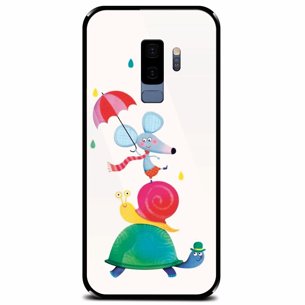Husa din sticla securizata pentru Samsung Galaxy S9 Plus, Happy Animals