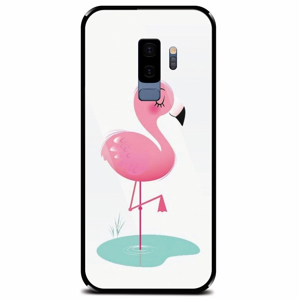Husa din sticla securizata pentru Samsung Galaxy S9 Plus, Flamingo Pink