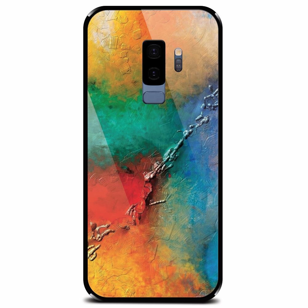 Husa din sticla securizata pentru Samsung Galaxy S9 Plus, Colorful Wall Paint Texture