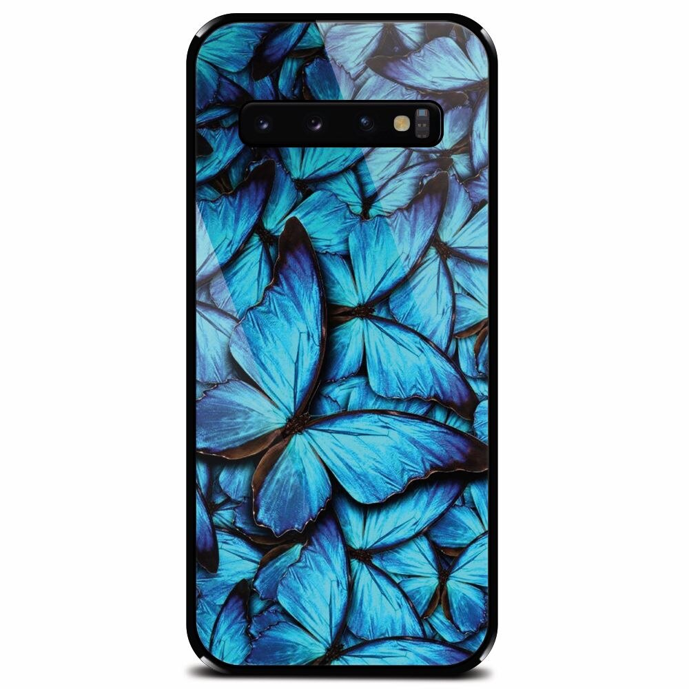 Husa din sticla securizata pentru Samsung Galaxy S10, Blue Butterfly 101