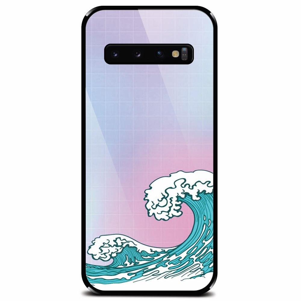 Husa din sticla securizata pentru Samsung Galaxy S10, Waves