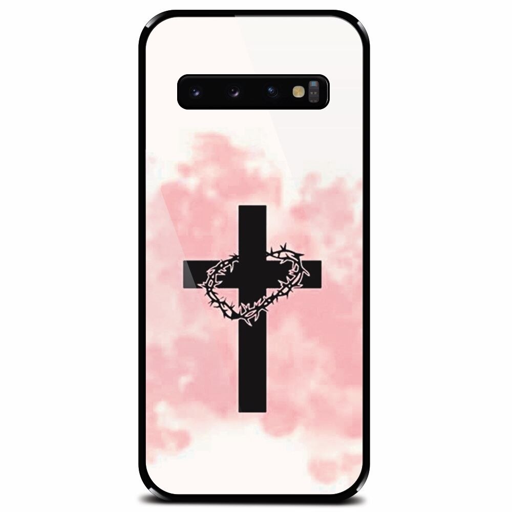Husa din sticla securizata pentru Samsung Galaxy S10 Plus, Cross