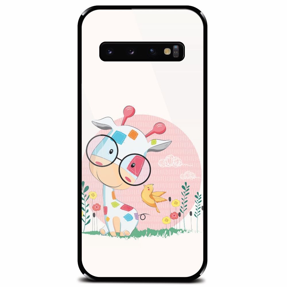 Husa din sticla securizata pentru Samsung Galaxy S10 Plus, Baby Giraffe