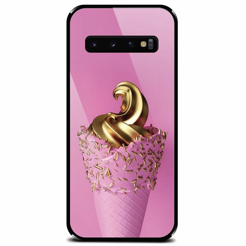 Husa din sticla securizata pentru Samsung Galaxy S10, Icecream Gold