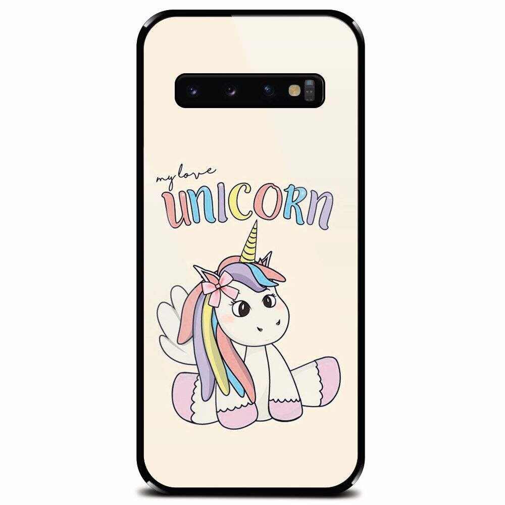 Husa din sticla securizata pentru Samsung Galaxy S10, My Love Unicorn