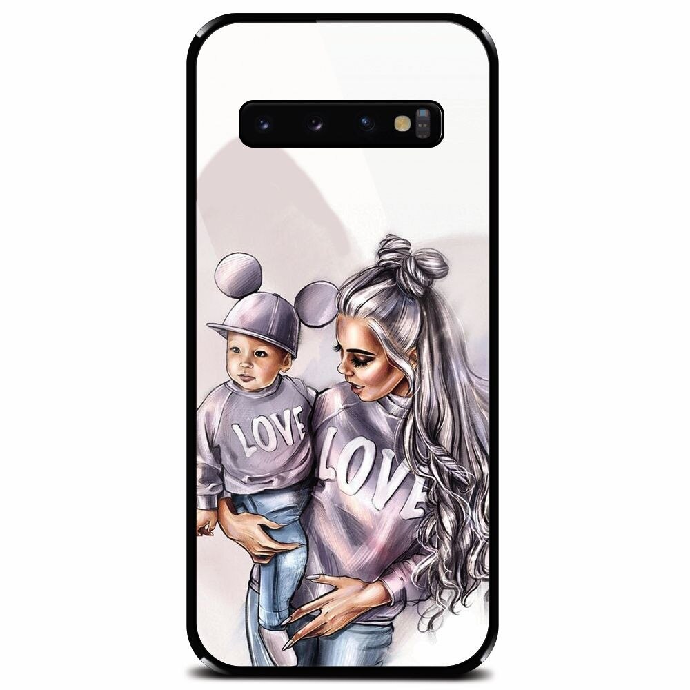 Husa din sticla securizata pentru Samsung Galaxy S10 Plus, Mommy Love