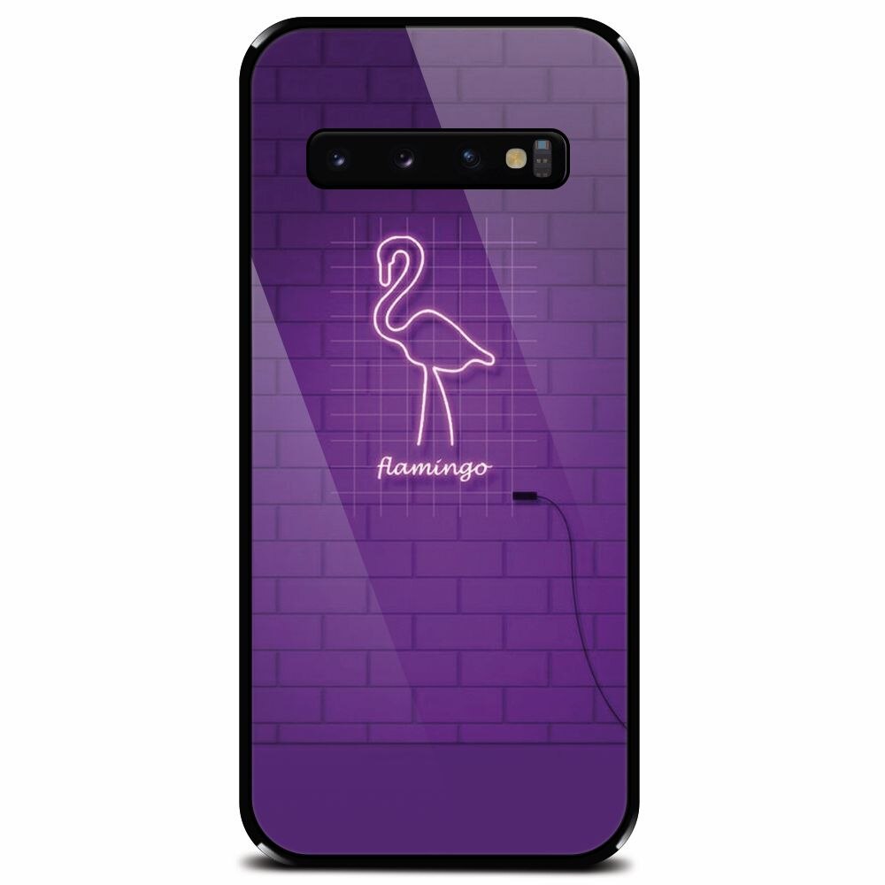 Husa din sticla securizata pentru Samsung Galaxy S10 Plus, Light Flamingo