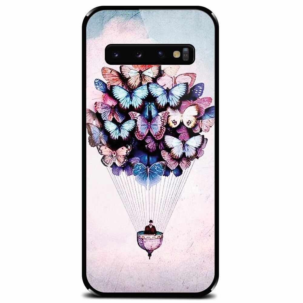 Husa din sticla securizata pentru Samsung Galaxy S10 Plus, Butterfly Baloon