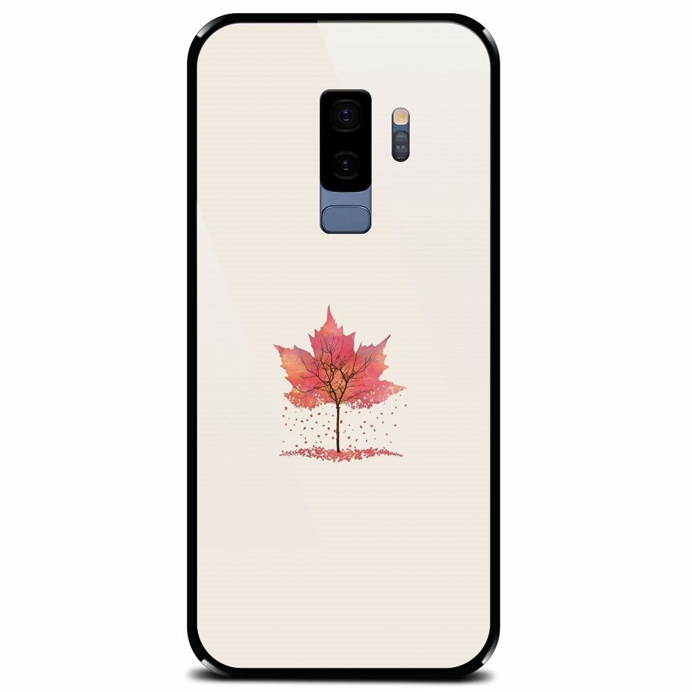 Husa din sticla securizata pentru Samsung Galaxy S9 Plus, Autumn Tree Leaf Shape Illustration