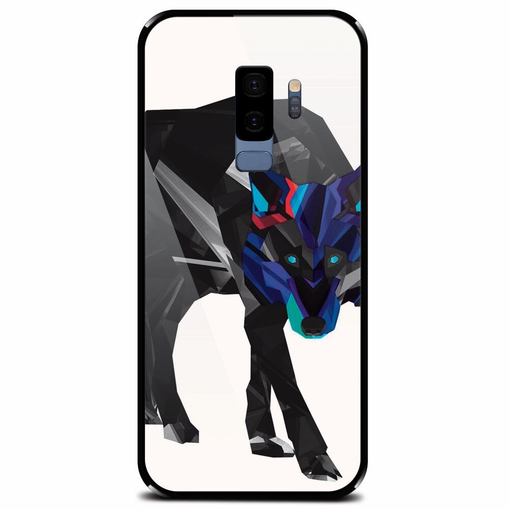 Husa din sticla securizata pentru Samsung Galaxy S9 Plus, Abstract Wolf