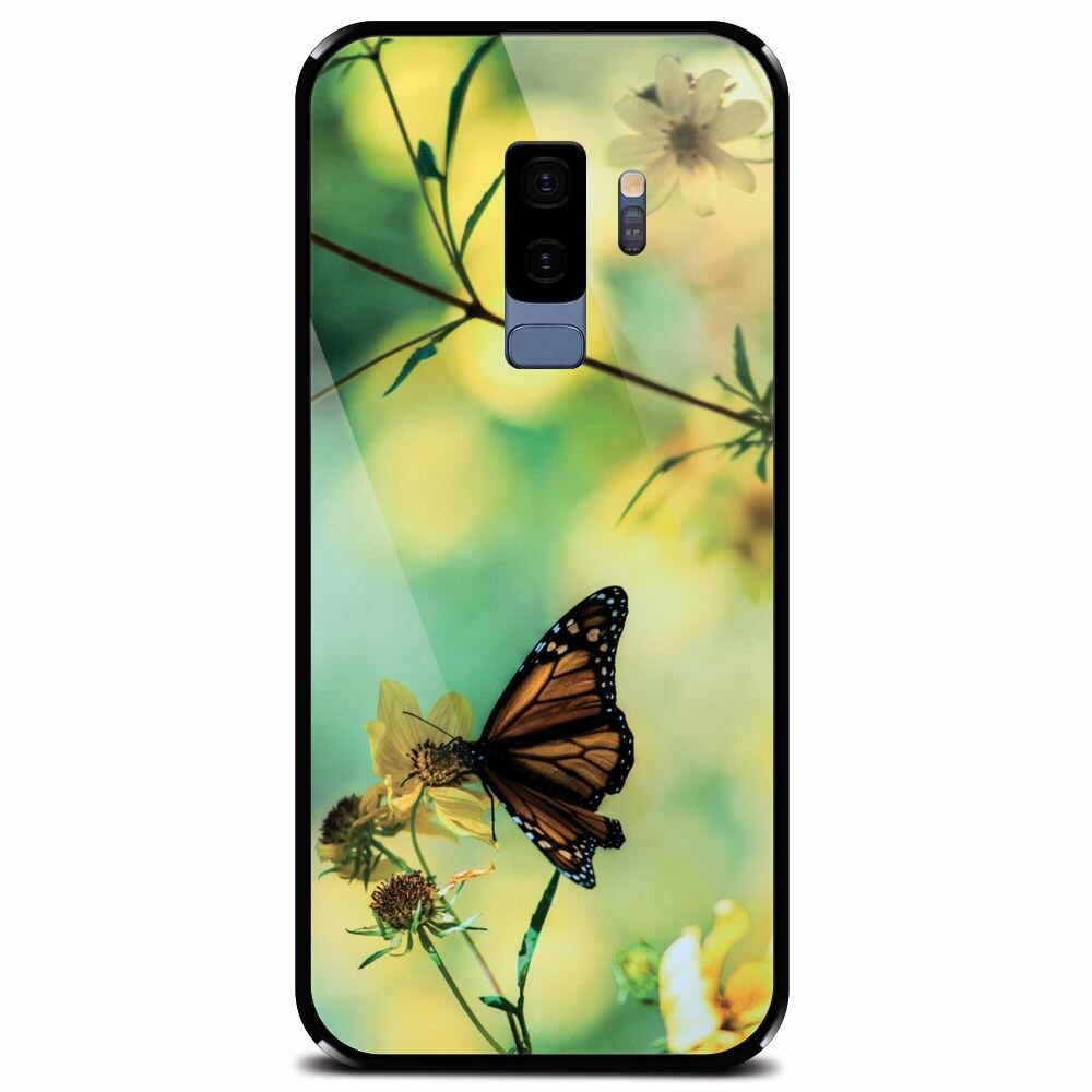 Husa din sticla securizata pentru Samsung Galaxy S9 Plus, Butterfly