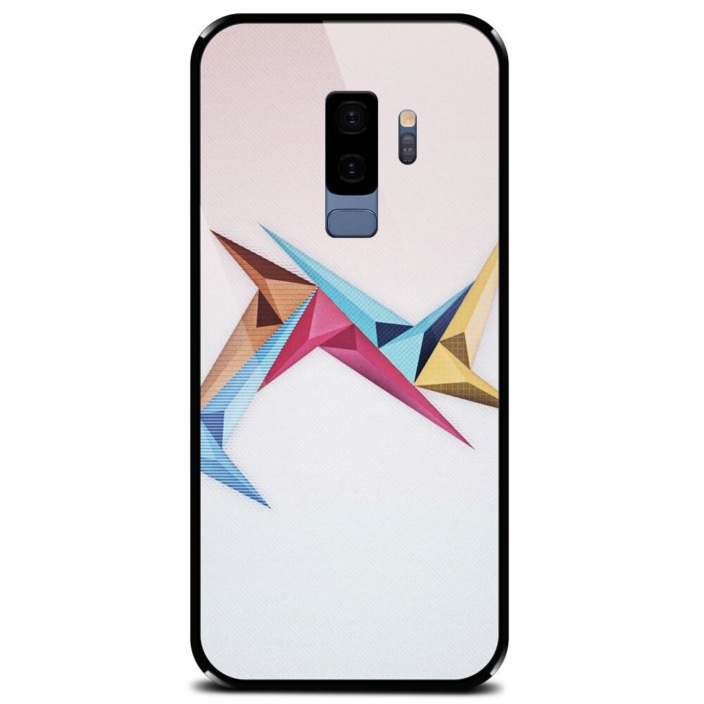 Husa din sticla securizata pentru Samsung Galaxy S9 Plus, Abstract Minimalistic Colors Triangles