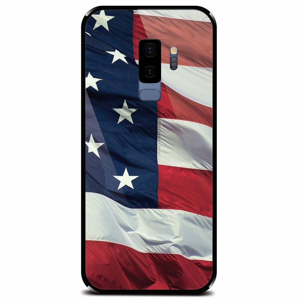 Husa din sticla securizata pentru Samsung Galaxy S9 Plus, American Flag Illustration