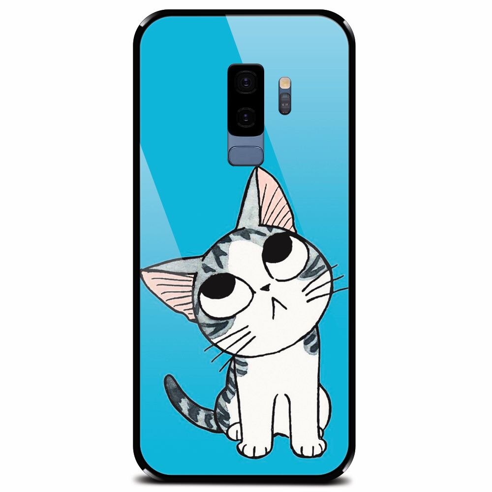 Husa din sticla securizata pentru Samsung Galaxy S9 Plus, Cat Lovely Cartoon