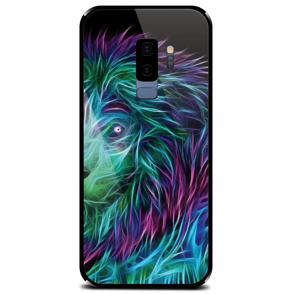 Husa din sticla securizata pentru Samsung Galaxy S9 Plus, Abstract Lion 002