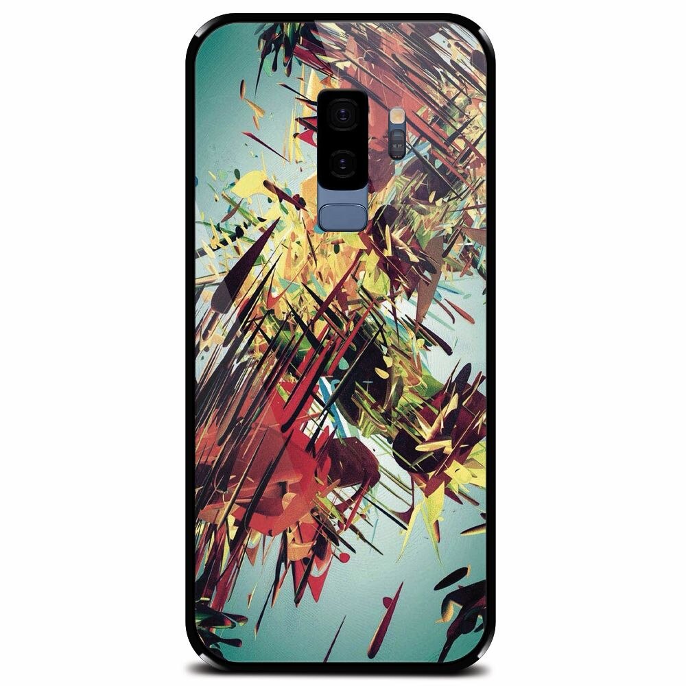 Husa din sticla securizata pentru Samsung Galaxy S9 Plus, Complex Abstract Colorful 3D Drawing