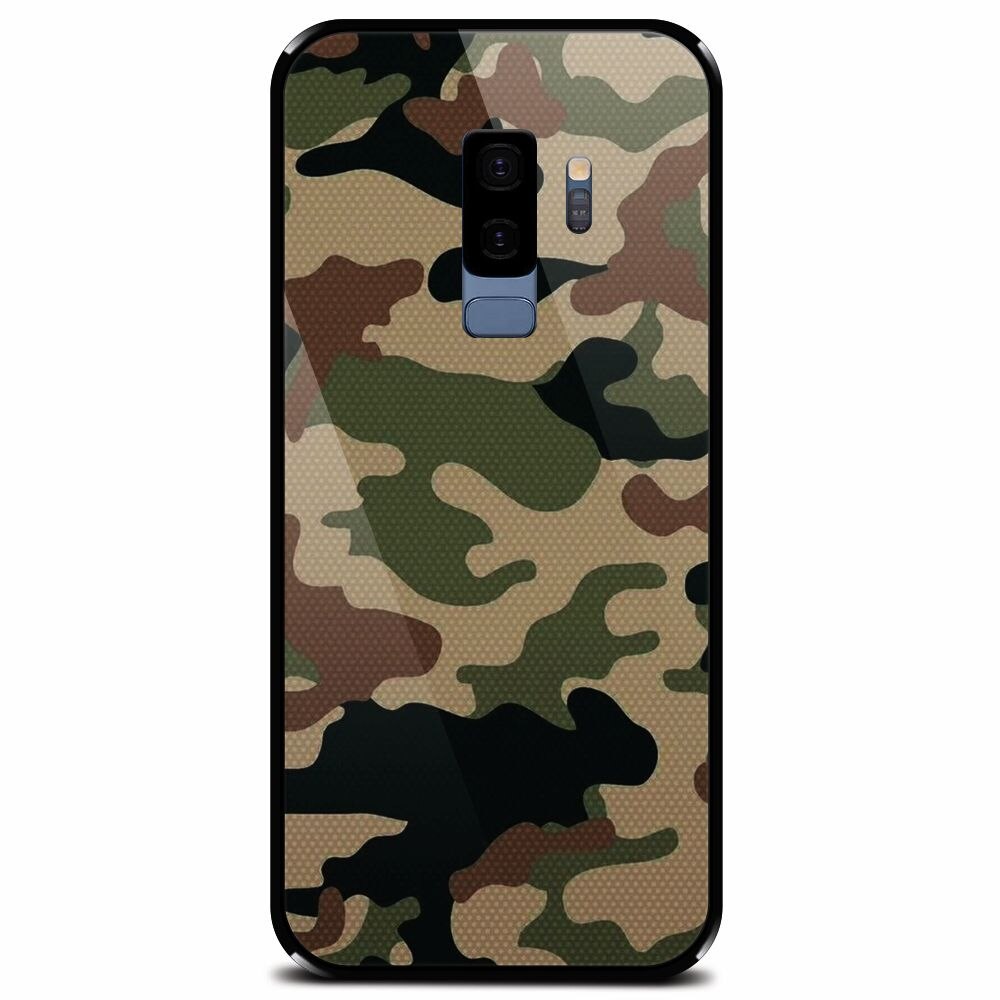 Husa din sticla securizata pentru Samsung Galaxy S9 Plus, Camuflaj